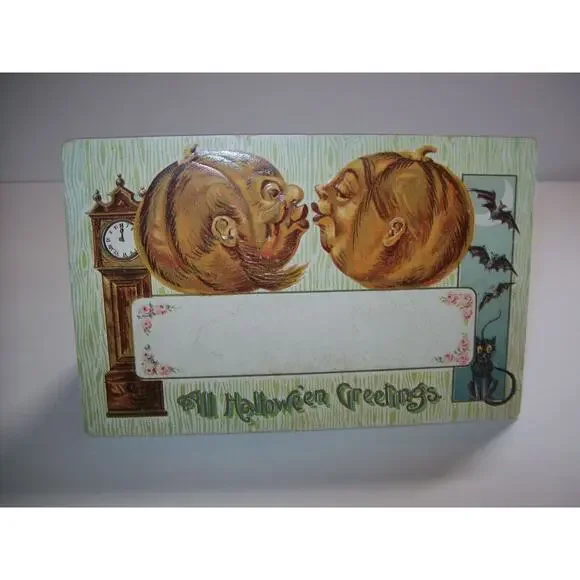 Vintage Halloween Postcard Gottschalk Kissing Goblins Bats 2040 Newport Pa 1908